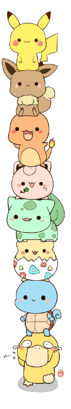 Pokemons enfileirados um acima do outro